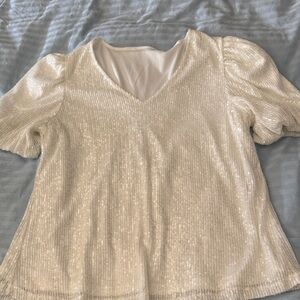 Elegant White Sequin Women's Top
